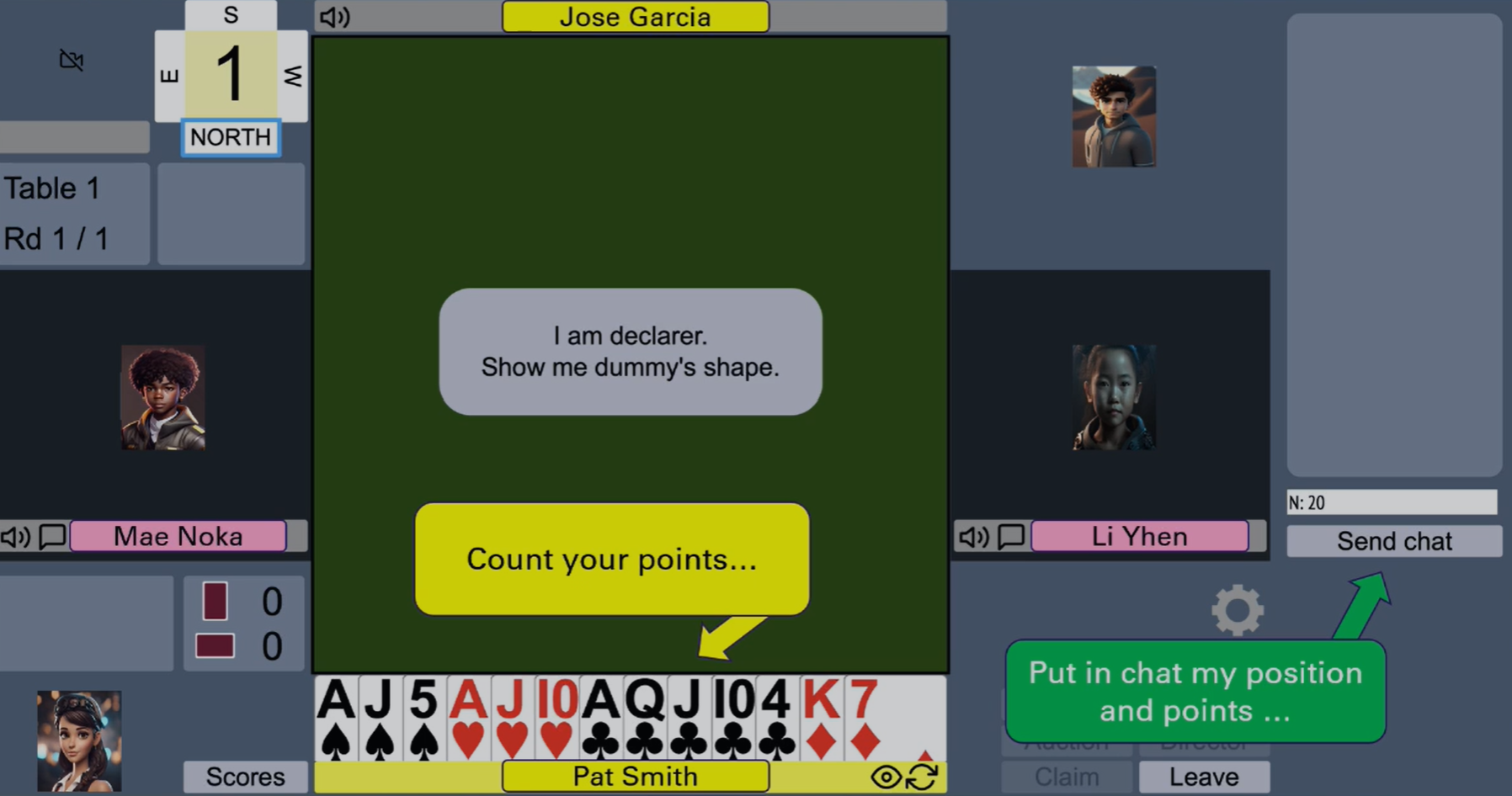 Announcing points in chat